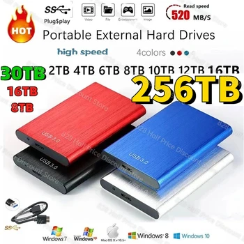 Nešiojamų Didelės spartos 1 TB 2TB SSD 8 TB 64tb Išorinį Kietąjį Diską Mass Storage USB3.0 Sąsaja Saugojimo Nešiojamieji kompiuteriai Nešiojamasis Kompiuteris Nuotrauka