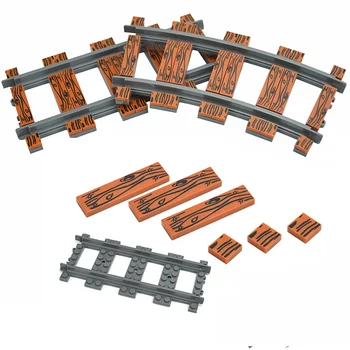 1X1 1X4 Medienos Tekstūros Traukinių Bėgių Geležinkelio Papuošti Tiesiai Lenktas Su Sklandžiai Plytų Sumontuoti Turėklai Statyba akmenys Miesto pavyzdžiu Žaislas Nuotrauka