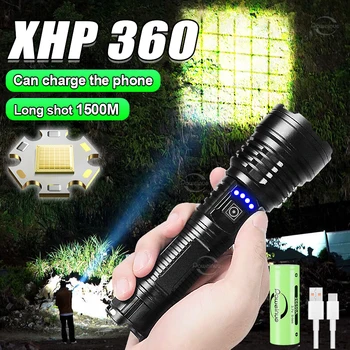 Super Šviesus XHP360 LED Žibintuvėlis Teleskopinis Zoom Taktinis Žibintuvėlis USB Įkrovimo Lemputė, Itin Galingas Nešiojamasis rankinis Lempos Nuotrauka