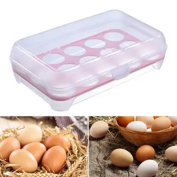15 Tinklų Plastikinių Kiaušinių Sandėliavimo Konteineriai Didina Kiaušinių Dėžutė Šviežių išlaikyti Kiaušinių Atveju Laikiklis Dėklas Šaldytuvas, Virtuvės Reikmenys Nuotrauka
