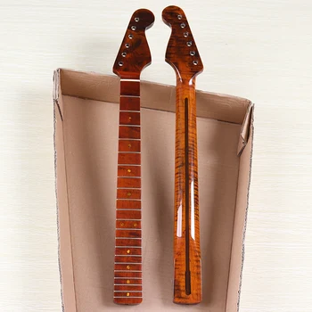 6-string 21-nervintis ST elektrinė gitara su tigro modelis integruotas kaklo ir poliruoti skrudintos klevas Kanados klevas Nuotrauka