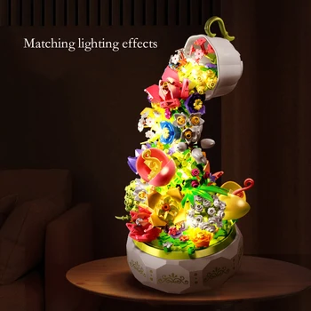 Naujas 611050 Modeliavimas gėlės Modelis, Muzikos Kasetės Apšvietimo Asamblėjos Pastato Blokus Žaislai Kinija Dekoro Dovanos Mergaitė Nuotrauka