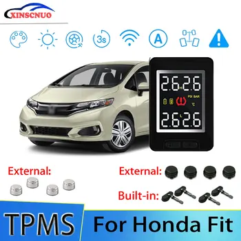 Smart Automobilių TPMS Padangų Slėgio stebėjimo Sistema Honda Fit Su 4 Jutikliais, Belaidžių Signalizacijos Sistemos, LCD Ekranas PSSS Stebėti Nuotrauka