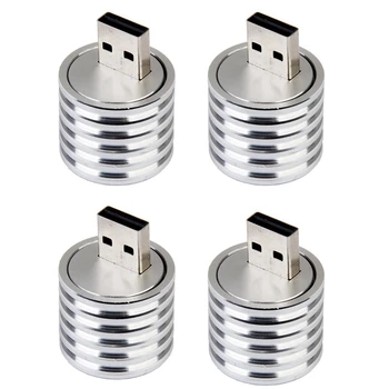 4X Aliuminio 3W USB LED Lempos Lizdas Prožektorius Žibintuvėlis Balta Šviesa Nuotrauka