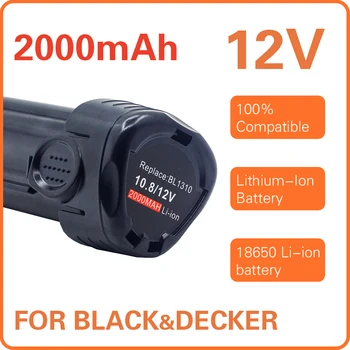 Įkrovimo 2000mAh 12V LBXR12 Ličio jonų Bateriją Black & Decker LBX12 elektrinių Įrankių - BL1510 BL1310 BL1110 Nuotrauka