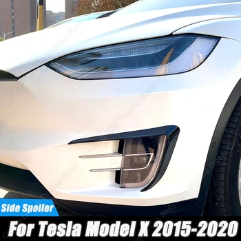 Automobilio Bamperio Lip Priešrūkinis Žibintas Šoninės Oro Angos Spoileris, priekiniai stabilizatoriai Pertvarų Apdaila už Tesla Model X 2015-2020 M. Blizgaus Juodo Kūno Rinkiniai Nuotrauka