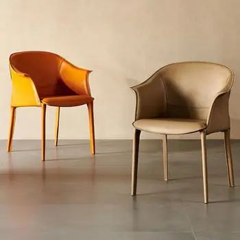 Italų Dizaineris Šviesos Prabangus Valgomasis Kėdė Namų Balno Kėdė itališkos Odos Kėdė Šiaurės High-end Dizaino Kėdės Atlošas Nuotrauka