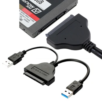 USB 3.0 prie SATA 22 pin adapteris, laidas 2.5/3.5 colių HDD išorinio maitinimo kietųjų diskų keitiklis Nuotrauka