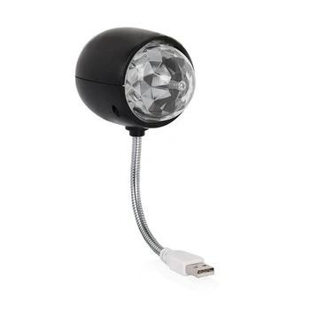 USB Diskoteka Kamuolys Lempos, Sukasi RGB Spalvos LED Scenos Apšvietimas Šalies Lemputė Su 3W Knygos Šviesa, USB Powered (Juoda) Nuotrauka