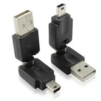 USB 2.0 Male Lankstus Kampu 360D į Mini USB vyrų 5pin Adapteris Nuotrauka