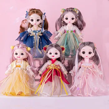 17cm Senovės Kostiumu Mergina Senovės Stiliaus Hanfu Princesė Lėlės Vaikams Mergaitę 3D Akis Supainioti Lėlės, Žaislai Mergina Vaikų Dovanų Nuotrauka
