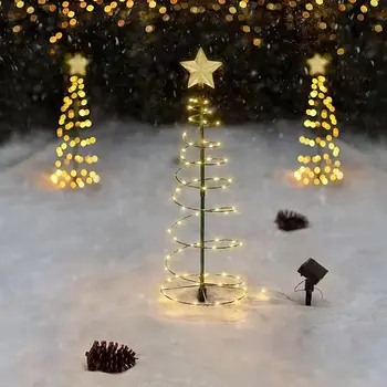 Kalėdų Eglutė LED Žibintai, Saulės LED Metalo Spiraliniai Kalėdų Styginių Šviesos Patalpose, Lauko Atostogų Apdailos Lempa Sode Nuotrauka