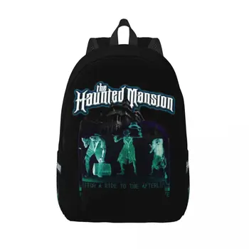Custom Vintage Retro Haunted Mansion Drobės Kuprinė Vyrų, Moterų Atsitiktinis Bookbag Kolegijoje Mokyklos Grimace Filmo Dvasios Krepšiai Nuotrauka
