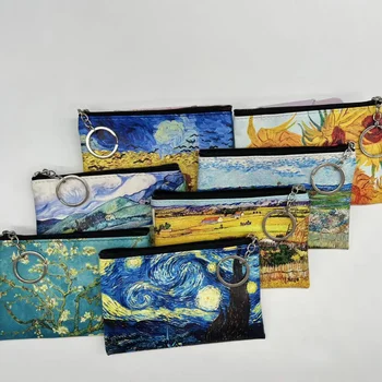 Van Gogh Meno Tapybos, Monetų Piniginė Saulėgrąžų Žvaigždėtą Naktį Skeletas Moterims, Piniginės 