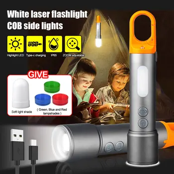 Galingas LED Žibintuvėlis USB Įkraunamas Žibintuvėlis Šviesos Didelės Galios Taktinis Žibintuvėlis Žibintas Camping Nuotrauka