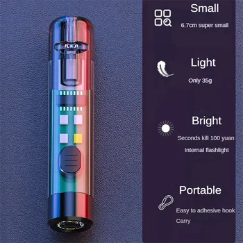 Švilpukas Šviesos Mini LED Lauko Stiprios Šviesos Nešiojamų Pultelio Šviesos Usb Įkrovimo Nešiojamų Avarinio Įspėjimo Mažas Žibintuvėlis Nuotrauka