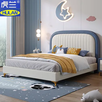 Vaikų Baldai Modernus Berniukas lova Modern paprastas Paauglys miegamasis viengulė lova ekstravagantiška Mergina minkštas supakuota lova Nuotrauka