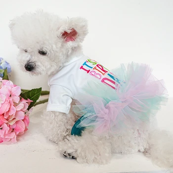 Nauja Miniatiūrinių Šunų Teddy Princesė Suknelė Atostogų Šalis Pet Tutu Kačiukas Ir Šuniukas, Įvairiaspalvis Sijonas Gražus Šeimos Naminių Reikmenys Nuotrauka