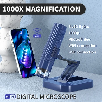 WIFI 50X-1000X HD Digital Electronic Lab Pramonės Mikroskopo Vaizdo Kamera su 8pcs led Telefono PCB Litavimas, Remontas įrankiai Nuotrauka