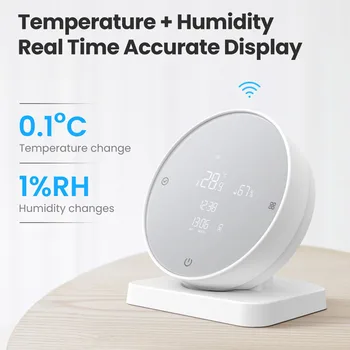 Tuya Smart Temperatūros ir Drėgmės Jutiklis APP/Balso Kontrolės WiFi Termometras su Drėgmėmačiu Detektorius Tiksliai Ekranas Smart Home Nuotrauka