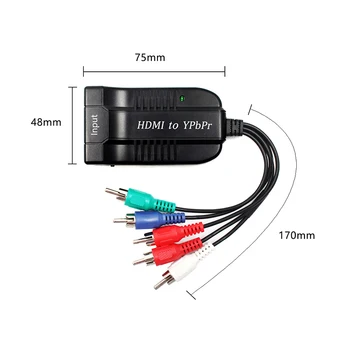 HDMI SCALER Konverteris YPbPr HDMI 1080P Component Video YPbPr Vyrų 5RCA RGB Konverteris Adapteris su R/L Audio Išėjimas Nuotrauka