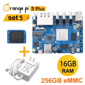 Oranžinė Pi5 Plius 16G + 256G EMMSP Modulis su MUMIS 5V4A C Tipo Maitinimo Bendrosios Valdybos Kompiuterio Komplektas RK3588 PCIE Išorės Wifi+BT Nuotrauka