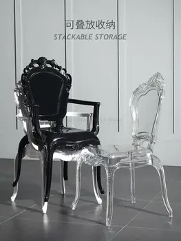 Akrilo teismas kėdės atlošo atrama valgomojo kėdės home Europos minimalistinio dizaineris dvasios išmatose krištolas skaidrus kėdė Nuotrauka