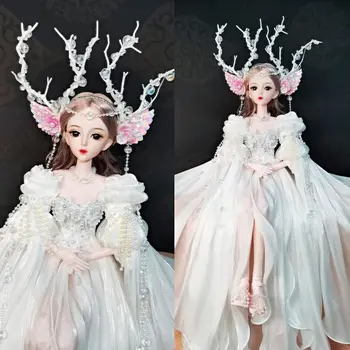 60cm Aukštis Bjd Doll, Pilnas Komplektas 1/3 Multi-bendras Baltos Odos Princesė Vestuvių Suknelė Mergina Žaislai 