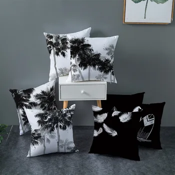 45X45CM Šiaurės šalių šiuolaikinio minimalistinio juoda ir balta stiliaus modelis pagalvėlė padengti namų gyvenamasis kambarys sofos, automobilių užvalkalas Nuotrauka