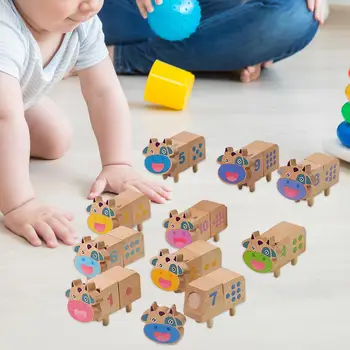 10 Vienetų Medinių Rūšiavimo Krovimas Blokuoti Montessori Žaislai Berniukams Amžius 4 5 6 Nuotrauka