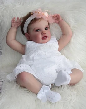 NPK 24Inch Lottie Reborn Baby Vaikiška Lėlė Naujagimių Princesė Mergina Tikroviška, Minkšta Liesti 3D Odos Meno Lėlė su Ranka Plaukų Šaknis Nuotrauka
