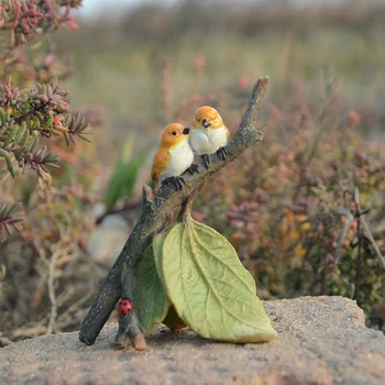 Paukščių Dekoro Micro Mini Gyvūnus, Sodas Miniatiūrinės Figūrėlės Varlė ant Lapų Gyvūnų Veiksmų Skaičius, Žaislai Ornamentu Priedai Nuotrauka