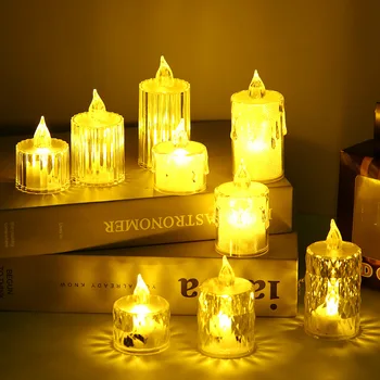 LED Žvakių Šviesos Stalo Flameless Žvakės Skaidrus Gimtadienio Pasiūlymas Darbastalio Apdaila Sukurti Atmosferą, Kaljanų Žvakės Nuotrauka
