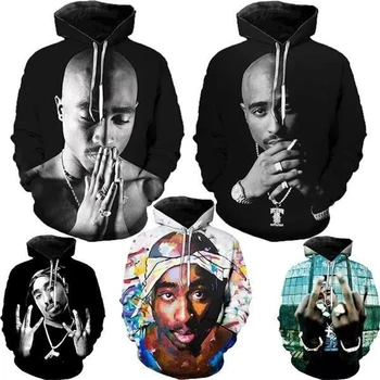 Reperis Roko Atlikėjas Tupac Shakur 3D Spausdinimo Hoodies Vyrų Ir Moterų Populiarus Mados Hoodie Palaidinukė Hip-Hop Streetwear Striukė Nuotrauka