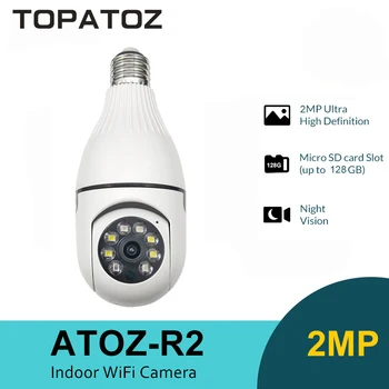 TOPATOZ 1080P HD E27 Lemputės Kamera Namų Spalvotas Naktinis Matymas, Judesio Aptikimas Belaidžio ryšio Wi-fi IP Kamera, Apsaugos PTZ Kamera Nuotrauka