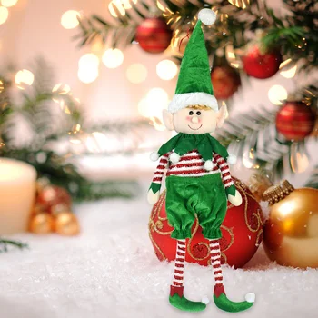 Kalėdų Nuolatinis Elf Ornamentu Universalus Pliušinis Elf Lėlė su Aukštos Skrybėlę Festivalio Tema Atostogų Dekoro Dovanos Vaikams Nuotrauka