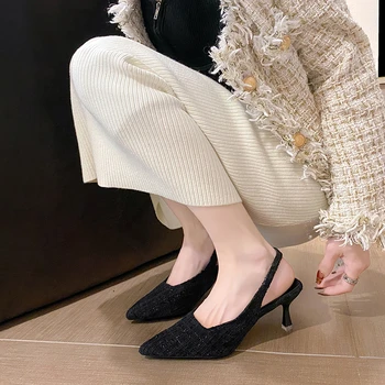 2023 vasarą prekės ženklo moterų sandalai mados dizaineris slingback siurbliai moterų aukštakulniai šalis suknelė point kojų moterų mulų Nuotrauka
