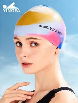 YINGFA Plaukti Bžūp Moterų Ilgų Plaukų Vandeniui Silikoninė Plaukimo Kepuraitė Mokymo Konkurencijos Watersport Skrybėlę Unisex Nuotrauka
