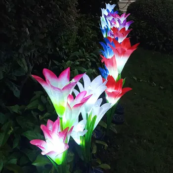 LED Lily Saulės Šviesos Įvairių Spalvų Keitimas Lauko Dekoratyvinės Šviesos 600mAh LED Kieme Lempos IP65 Vandeniui už Takas, Parkas Balkonas Nuotrauka