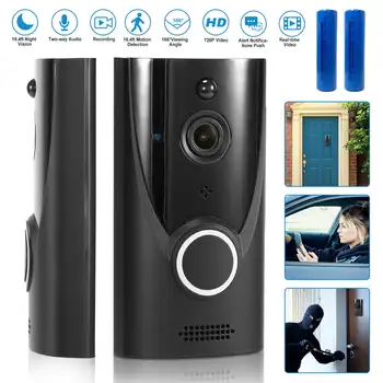 WiFi Vaizdo Doorbell Home Security Durų Bell Kamera su Baterija PIR Judesio Aptikimo Naktinio Matymo Kamera, Wifi Namuose Butas Nuotrauka