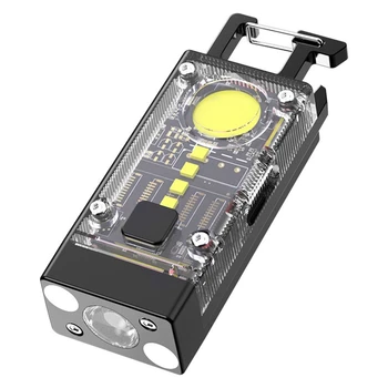 2VNT Keychain Žibintuvėlis Mini EDC Žibintuvėlis Saulės Mažas, Galingas Žibintuvėlis 9 Režimai 1500 Liumenų USB C Su Magnetinėmis Nuotrauka