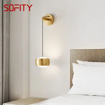 RONIN Šiuolaikinio Žalvario Šviesos Siena LED 3 Spalvų Kūrybos Paprastumo Aukso Interjero Sconce Naktiniai staleliai, Namų Miegamasis Nuotrauka