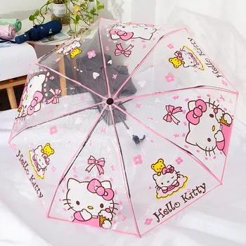 Hello Kitty Skaidrus, Sulankstomas Skėtis Skėtis Anime ir Animacinių filmų Tris Kartus Skėtis vaikams paplūdimio skėtis skėtis Nuotrauka