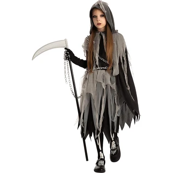 2023 Naują Atvykimo Merginos Grim Reaper Cosplay Kostiumų Vaikų Nuotrauka