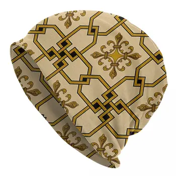 Fleur De Lys Sporto Skrybėlės Renesanso Smėlio Susikabinti Kryžiaus Fleur De Lys Variklio Dangčio Skrybėlę Skullies Beanies Kepurės Nuotrauka