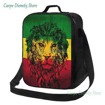 Liūtas Iš Judo Rasta Jamaikos Reggae Izoliuoti Pietūs Maišą Kempingas Kelionės Rastafarian Meno Aušintuvas Šilumos Bento Box Moterims, Vaikams Nuotrauka