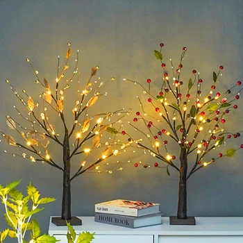 Baterija maitinamo LED Medis Šviesos Karoliukais Medžio Lempa Stalo Bonsai LED Nakties Šviesos Kambarį Apdaila Kalėdų Žiburiai Nuotrauka