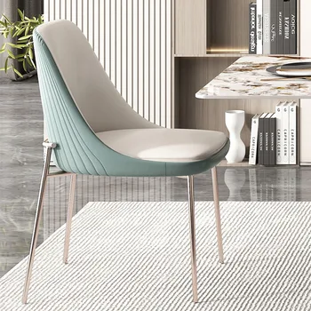 Poilsio Modernaus Dizaino Kėdė Odos Miegamojo Kirpykla Biuro, Virtuvės Kėdės Balto Metalo Sedie Valgomasis Stalas Baldų Komplektas Nuotrauka