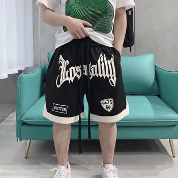 Y2k Streetwear Shorts Mens Harajuku Hip-Hop Abėcėlė Grafinis Negabaritinių Krepšinio Šortai 2023 Vasaros Prarasti Atsitiktinis Sporto Šortai Nuotrauka