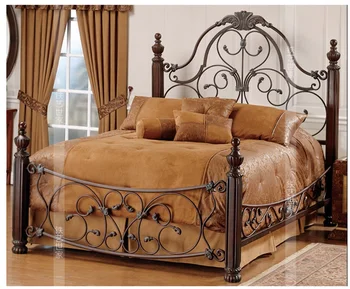 Kaustytomis geležies lova Europos derliaus kaustytomis Geležies Lova 1,5 m 1,8 m Villa lova, viengulė lova, dvigulė lova Šviesos prabanga Nuotrauka